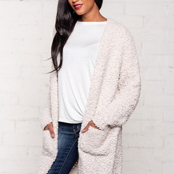 NWT - Cream Fuzzy Long Cardigan Paparazzi by Biz Size Small - Picture 4 of 5
